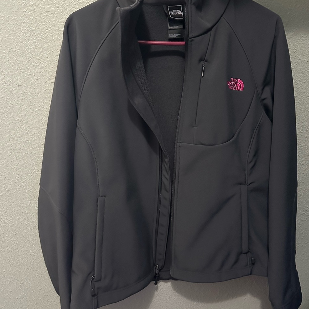 Womens North Face Dark Gray and Pink Jacket